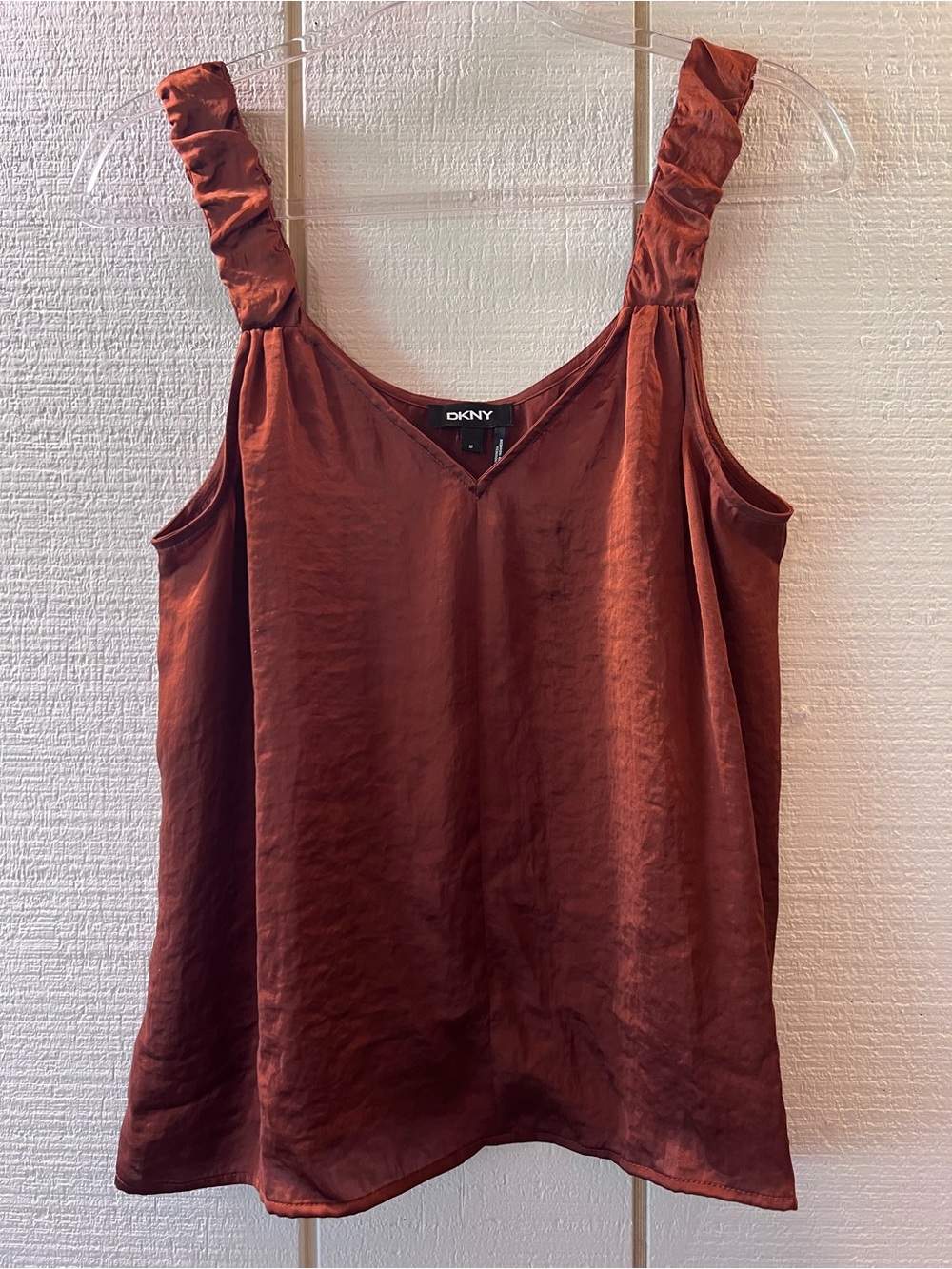 DKNY Satin V-Neck Camisole in Rust